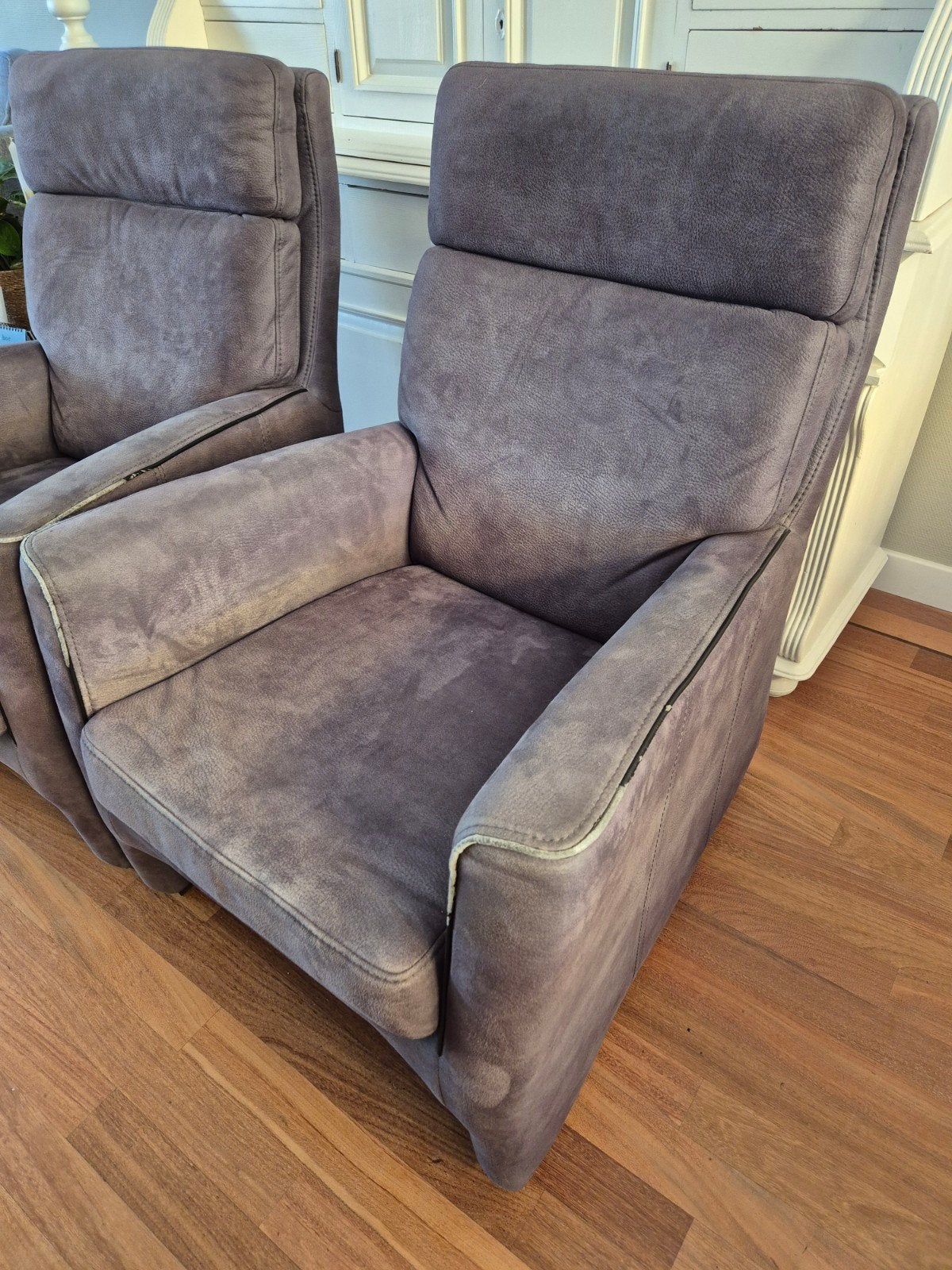 Twee grote fauteuils, grijs, comfortabel, Ophalen, Gebruikt, 75 tot 100 cm, 75 tot 100 cm