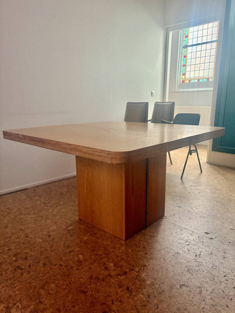 Houten tafel kantoor atelier, Ophalen, Gebruikt, Vierkant, 100 tot 150 cm