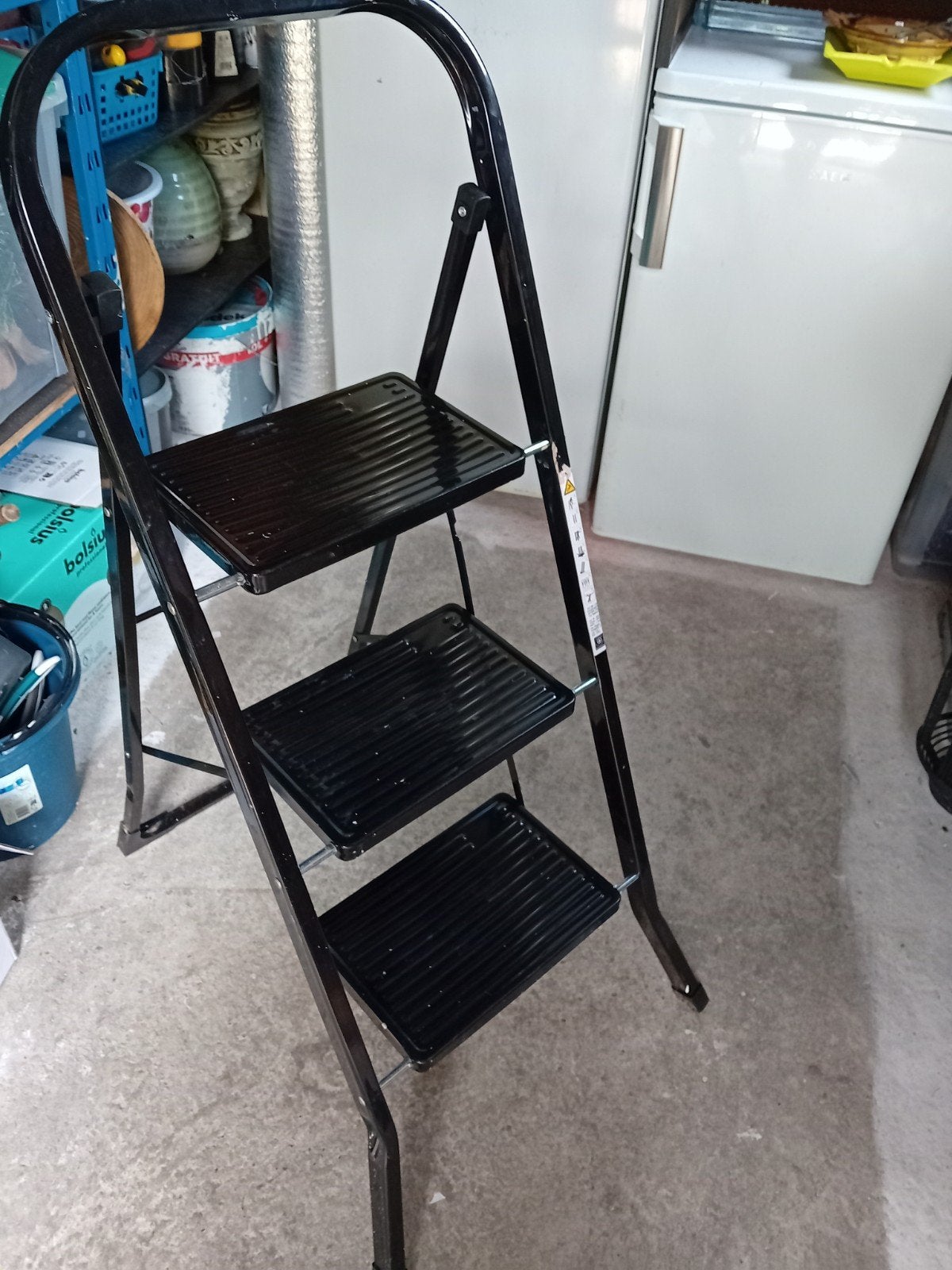 Zwarte opvouwbare trap met 3 treden, Doe-het-zelf en Verbouw, Ladders en Trappen, Ophalen of Verzenden