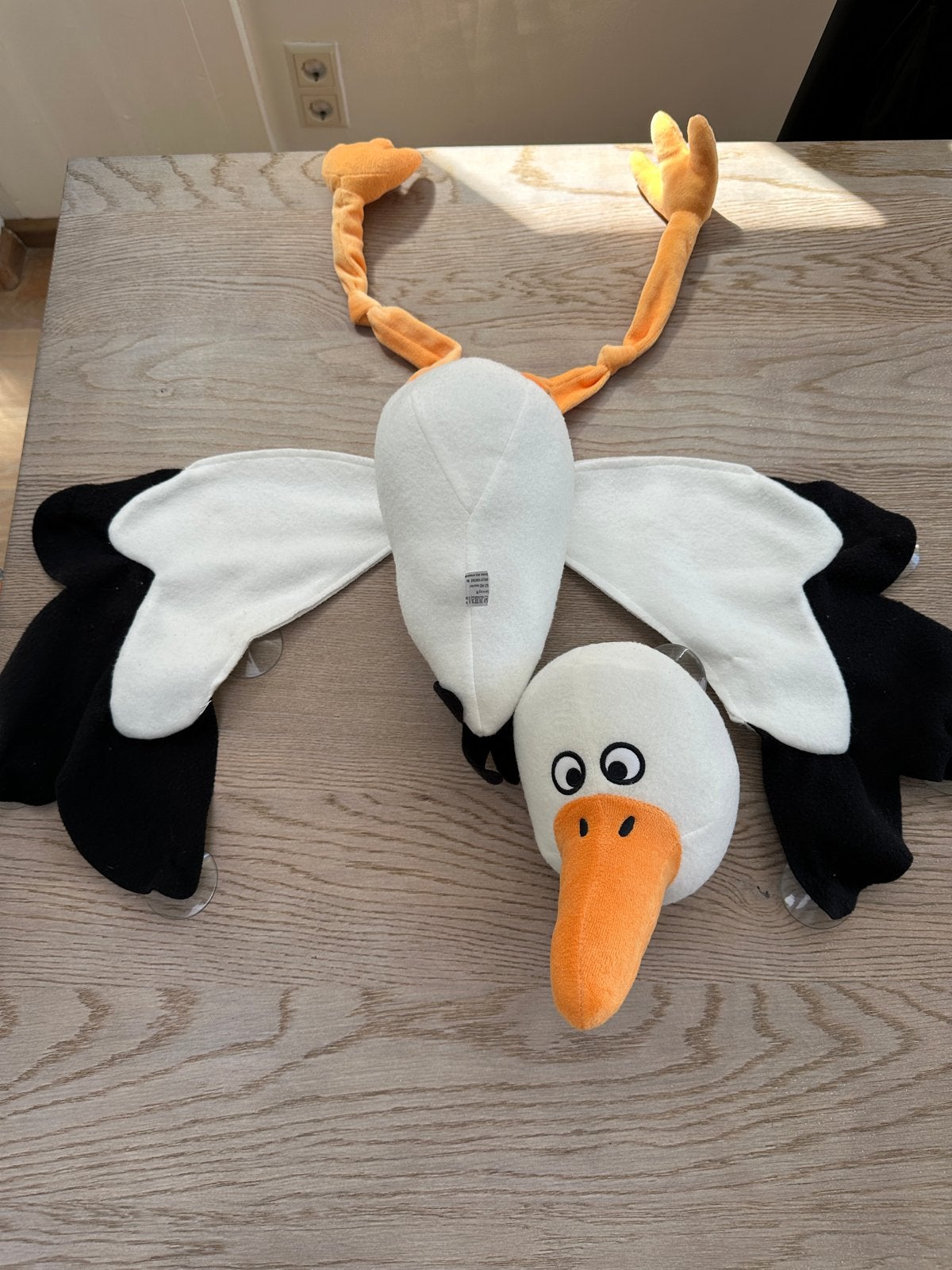 Ooievaar knuffel met zuignappen - Prénatal, Kinderen en Baby's, Prénatal, Overige typen, Ophalen of Verzenden, Middelgroot (20 tot 80 cm)