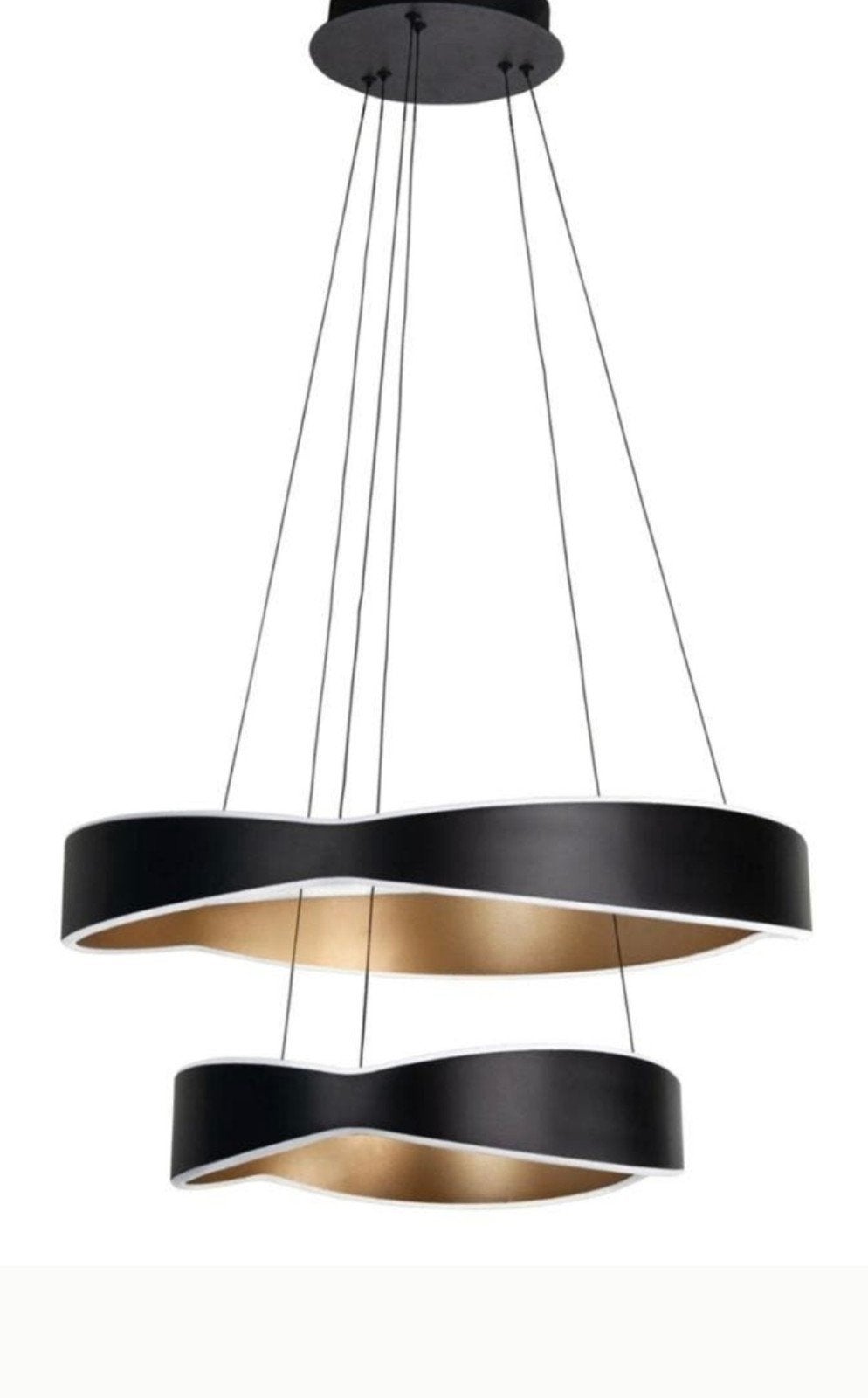 Highlight Design Hanglamp Onda dubbel zwart/goud LED, Ophalen of Verzenden, Nieuw, Metaal, Modern, Design
