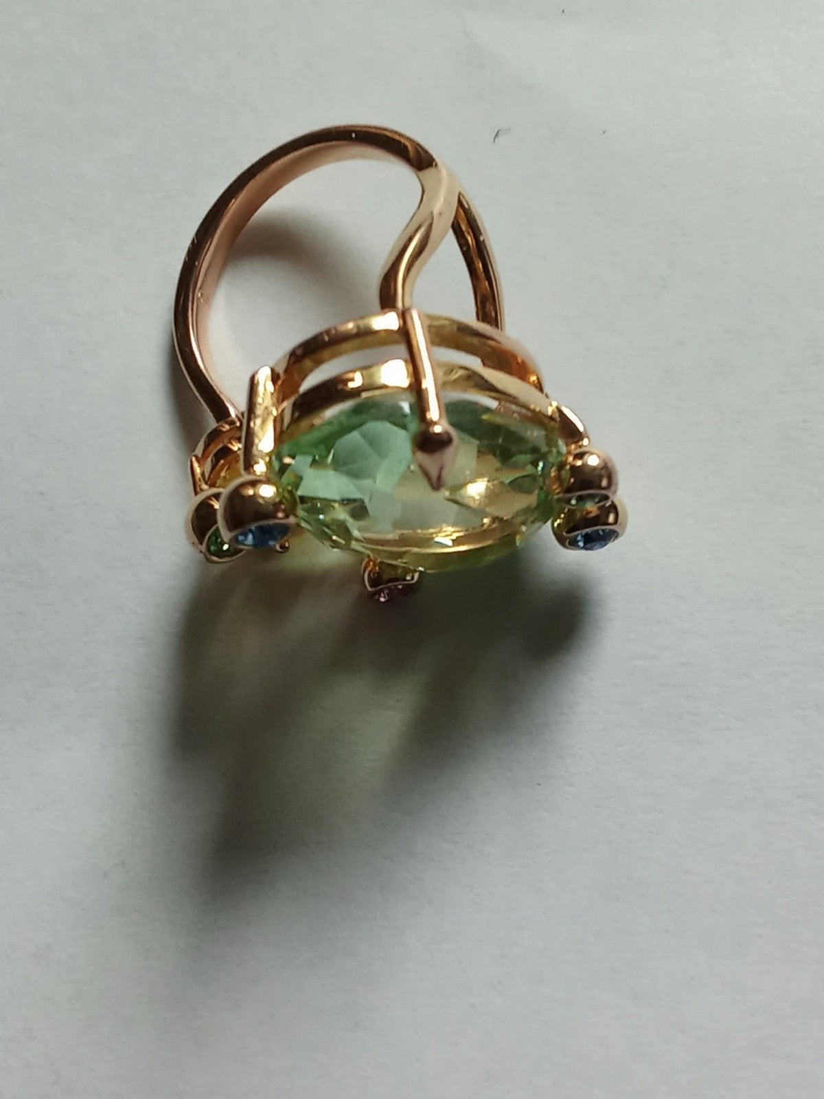 Swarovski Gema Ring Groene Edelsteen en Goudkleurig Metaa, Ophalen of Verzenden