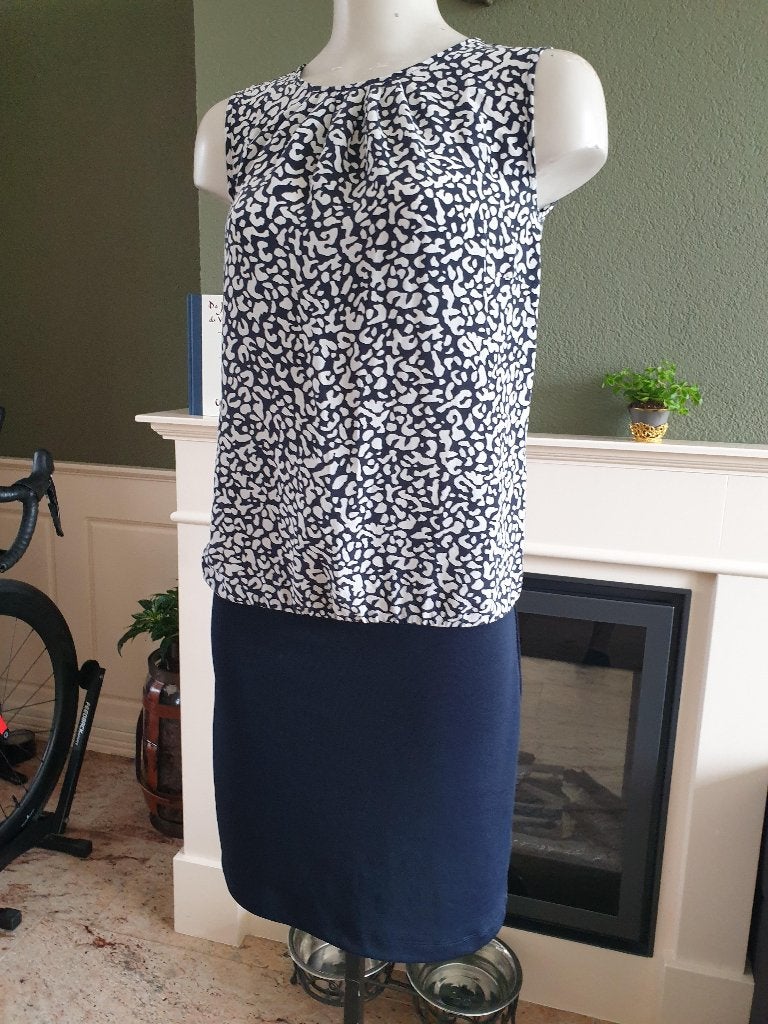 Devernois prachtige blauw wit zijden jurk jurkje mt 38 40 M, Kleding | Dames, Maat 38/40 (M), Zo goed als nieuw, Knielengte, Devernois