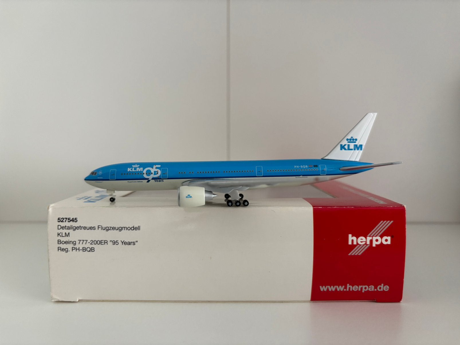 Herpa 527545 KLM Boeing 777-200ER “95 Years” 1:500, Verzamelen, Ophalen of Verzenden, Zo goed als nieuw, Schaalmodel