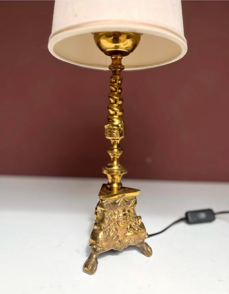 Vintage messing lampenvoet, Huis en Inrichting, Lampen | Tafellampen, Ophalen of Verzenden, Zo goed als nieuw, Minder dan 50 cm
