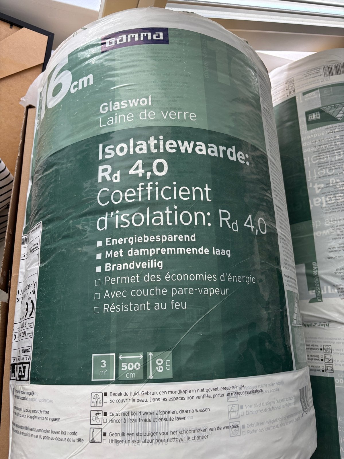 11 rollen GAMMA glaswol isolatierol 16 cm Rd 4,0, Ophalen, 12 cm of meer, Nieuw, 15 m² of meer