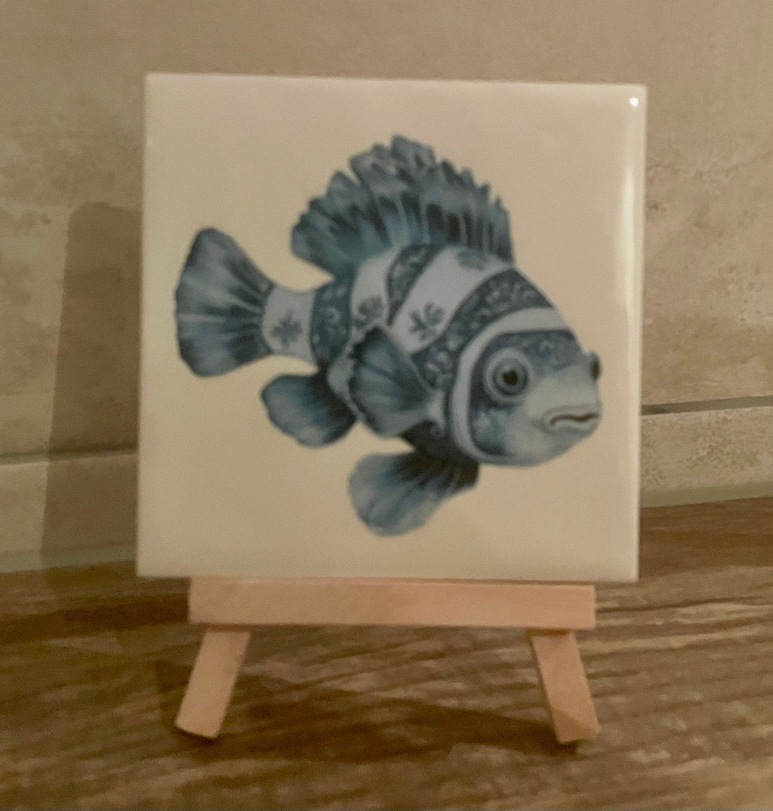 Tegeltje 10x10, decoratief, Delfts blauw, (clowns) vis, Ophalen of Verzenden, Nieuw, Meerkleurig, Steen/keramiek