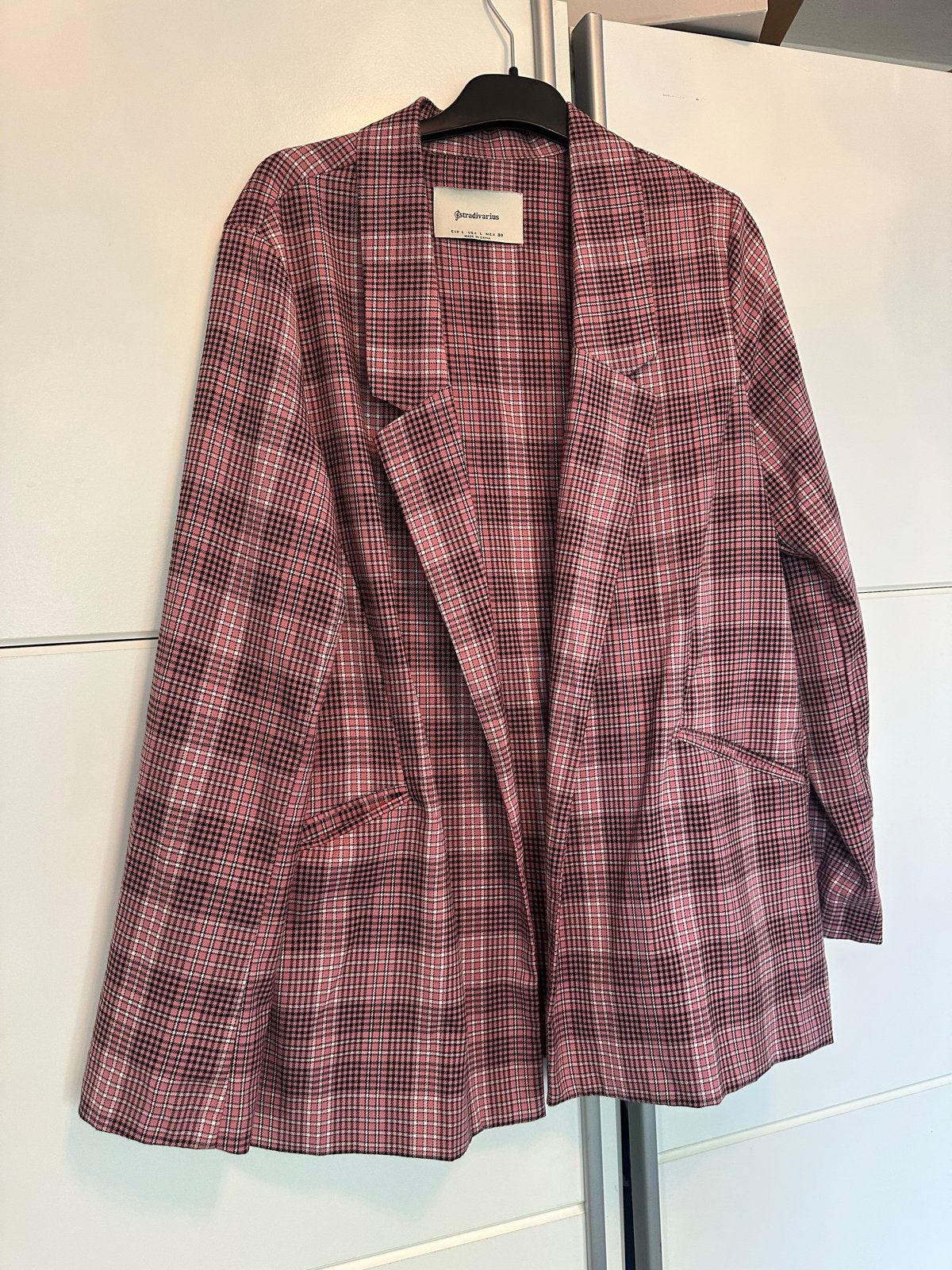Prachtig geruit zomer jasje van Stradivarius, Ophalen of Verzenden, Zo goed als nieuw, Maat 42/44 (L), Roze