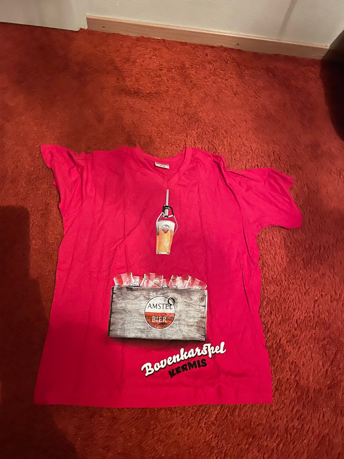 Kermis T-shirt Bovenkarspel - Amstel Bier, Ophalen, Maat 42/44 (L), Korte mouw, Gedragen