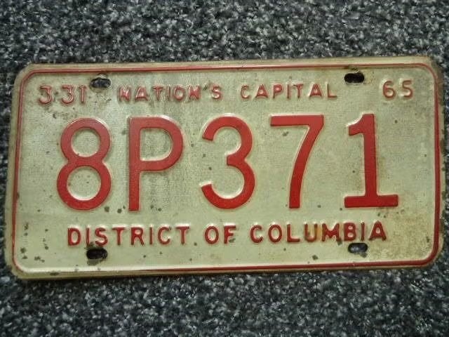Kentekenplaat licenseplate Washington DC 1965 USA, Verzenden, Gebruikt, Auto's