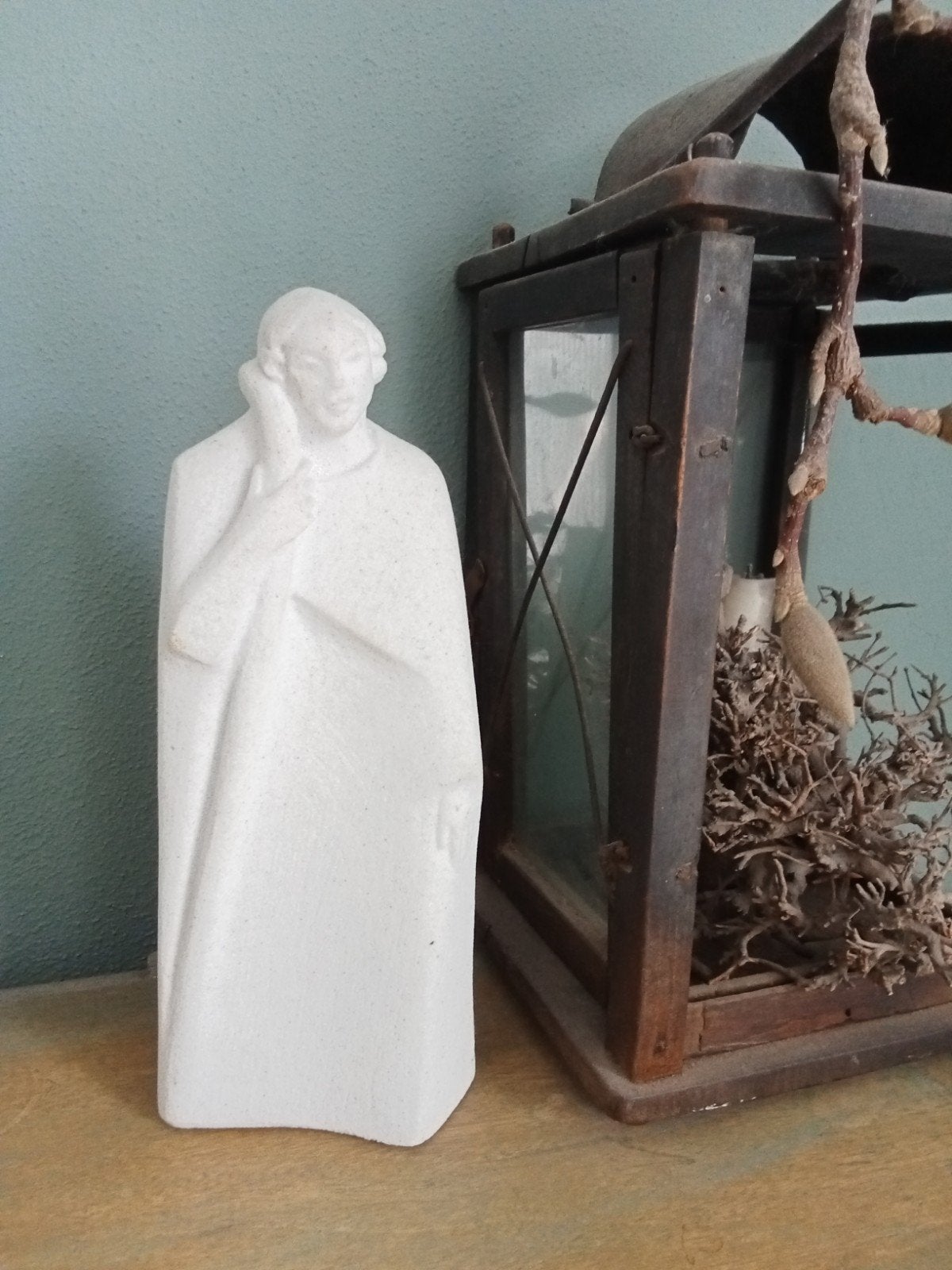 Stone Art, Marbell Wit beeld herder/Joseph, 21 cm hoog, Ophalen of Verzenden, 20 - 50 cm, Beeld, Vrouw