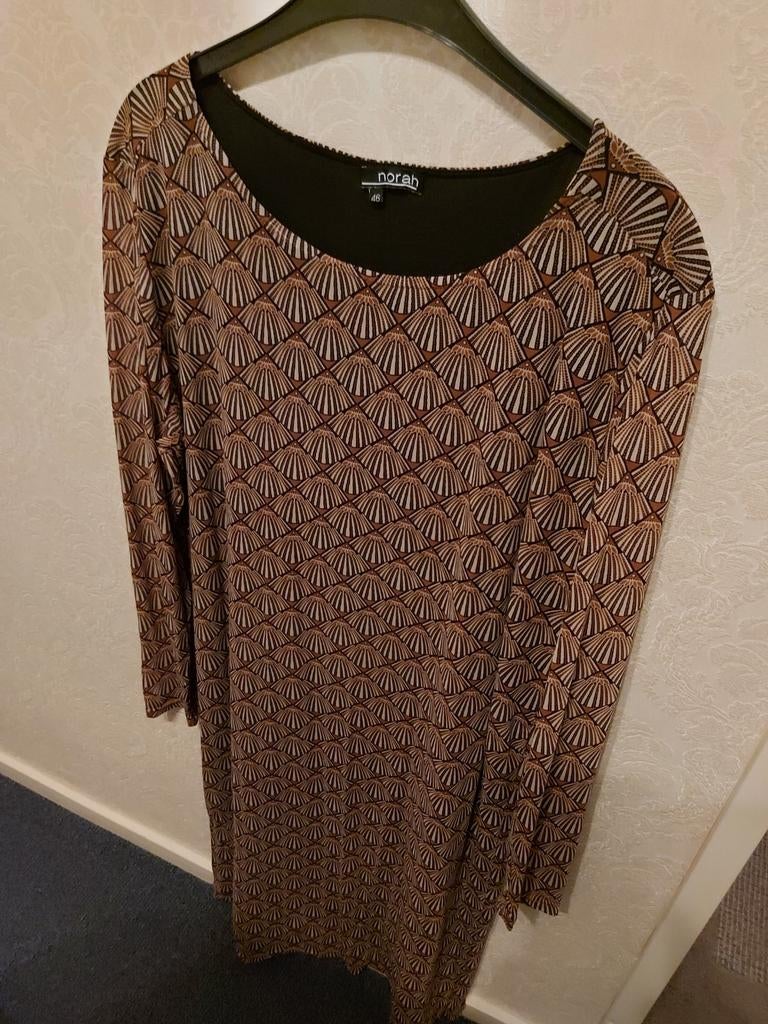Norah jurk maat 46, Bruin, Maat 46/48 (XL) of groter, Ophalen of Verzenden, Zo goed als nieuw