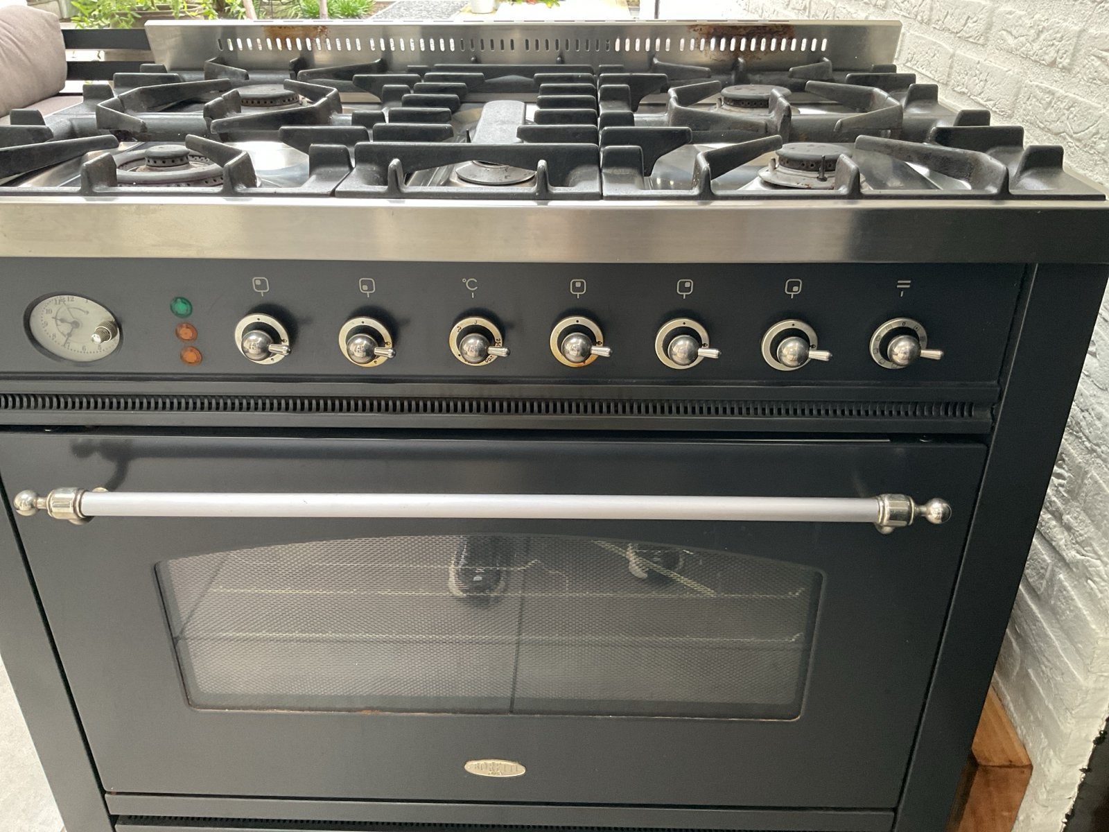 Boretti gasfornuis anthracite 90cm met oven, Ophalen, Gebruikt, 60 cm of meer, Grill