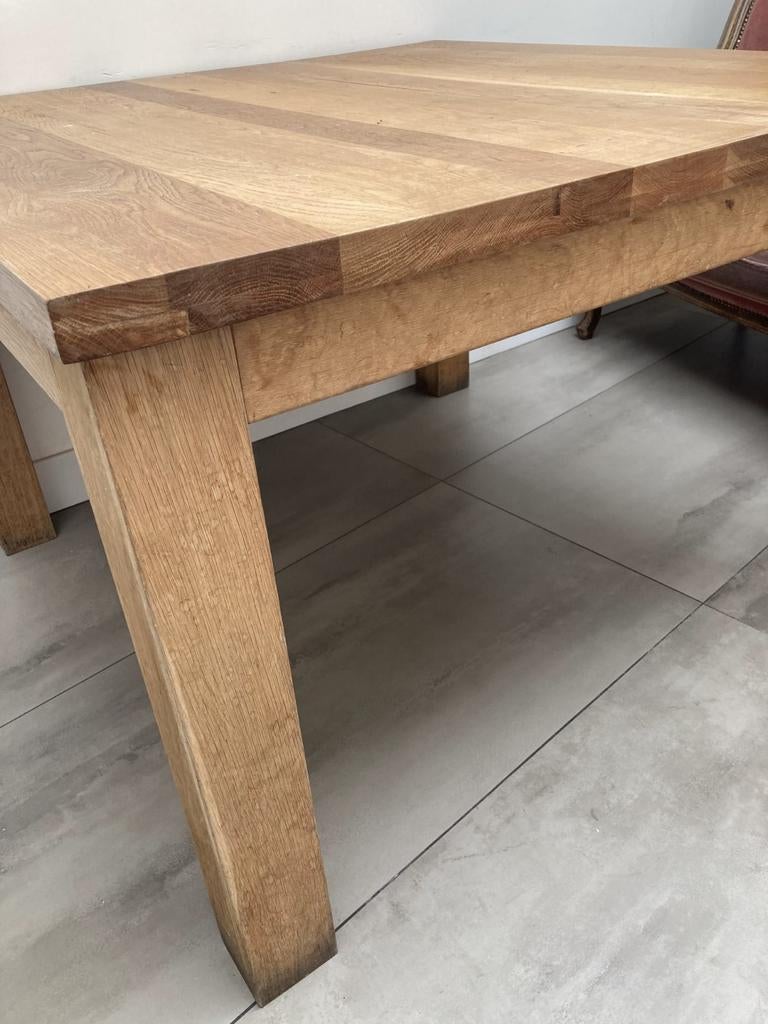 Robuuste eikenhouten eettafel, Gebruikt, 100 tot 150 cm, Landelijk, Robuust, Ophalen of Verzenden