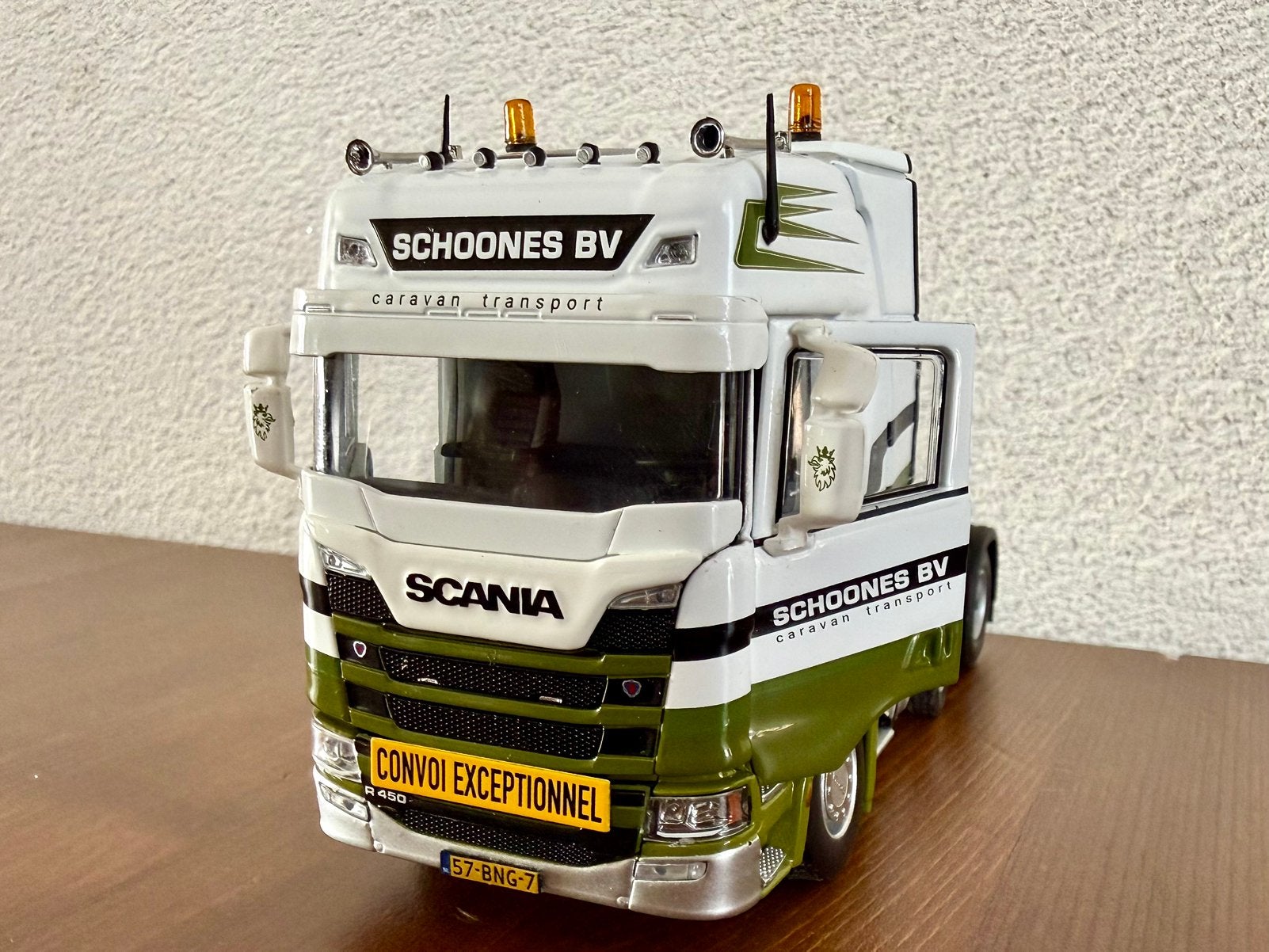 IMC models ( GEEN Tekno) Schoones Caravan Transport-Scania R, Ophalen of Verzenden, Zo goed als nieuw, Bus of Vrachtwagen, Overige merken