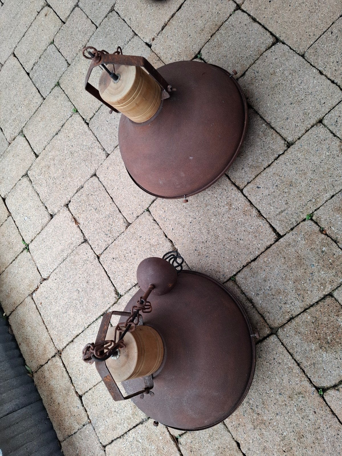 Stoere hanglampen roest, Ophalen, E27 (groot), Zo goed als nieuw, Metaal