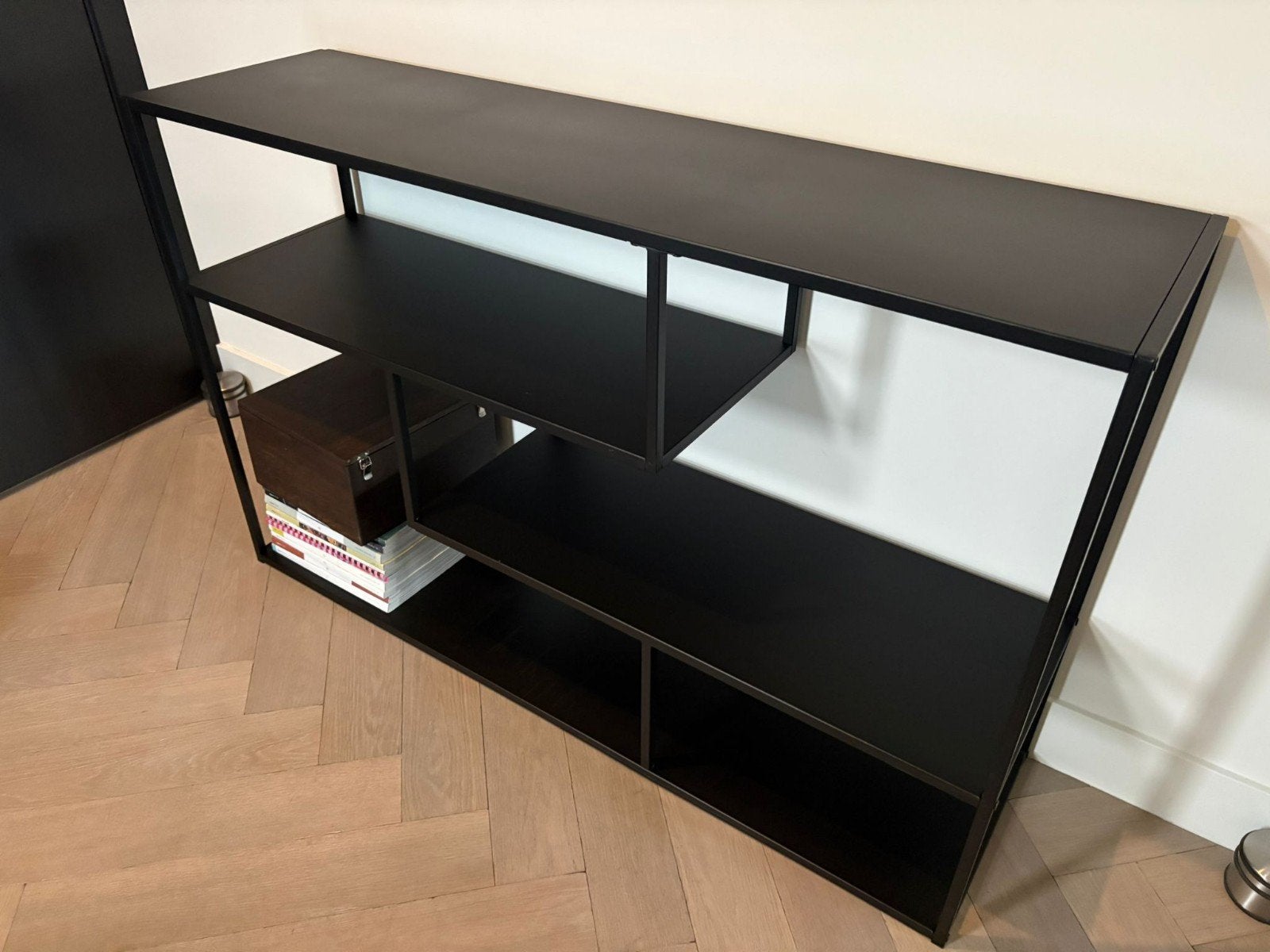 Zwarte industriële sidetable (130 cm), Ophalen, 100 tot 150 cm, Modern, Industrieel, Zo goed als nieuw