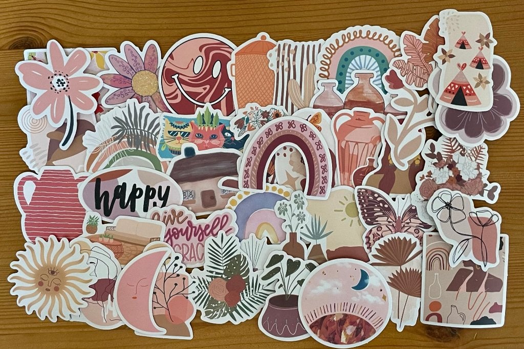 Bohemian thema natuurlijke kleuren stickers, Verzenden, Nieuw, Meerdere stickers