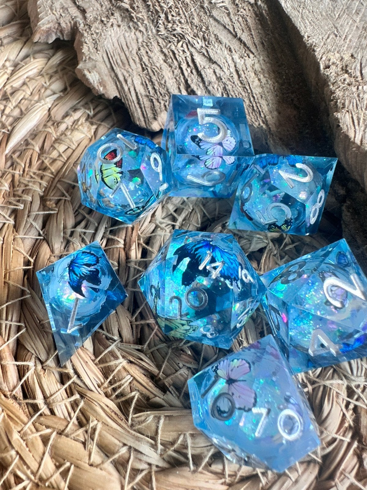DND dice / Vlinders - blauw / Liquid / D&D / RPG / Nieuw, Ophalen of Verzenden, Nieuw