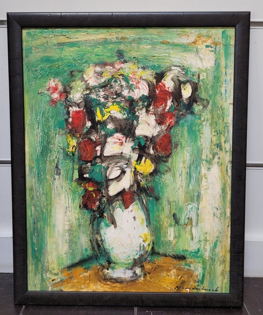 Karel Jan VAN DEN HEUVEL, expressionistisch boeket, Bloemen, Paneel, Expressionistisch, Ophalen of Verzenden