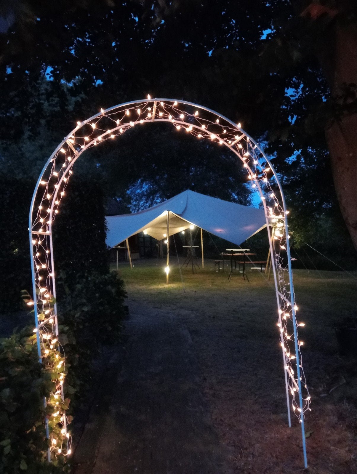 Rozen boog met verlichting - Sfeervolle decoratie, Tuin en Terras, Tuinwanddecoratie, Ophalen, Gebruikt
