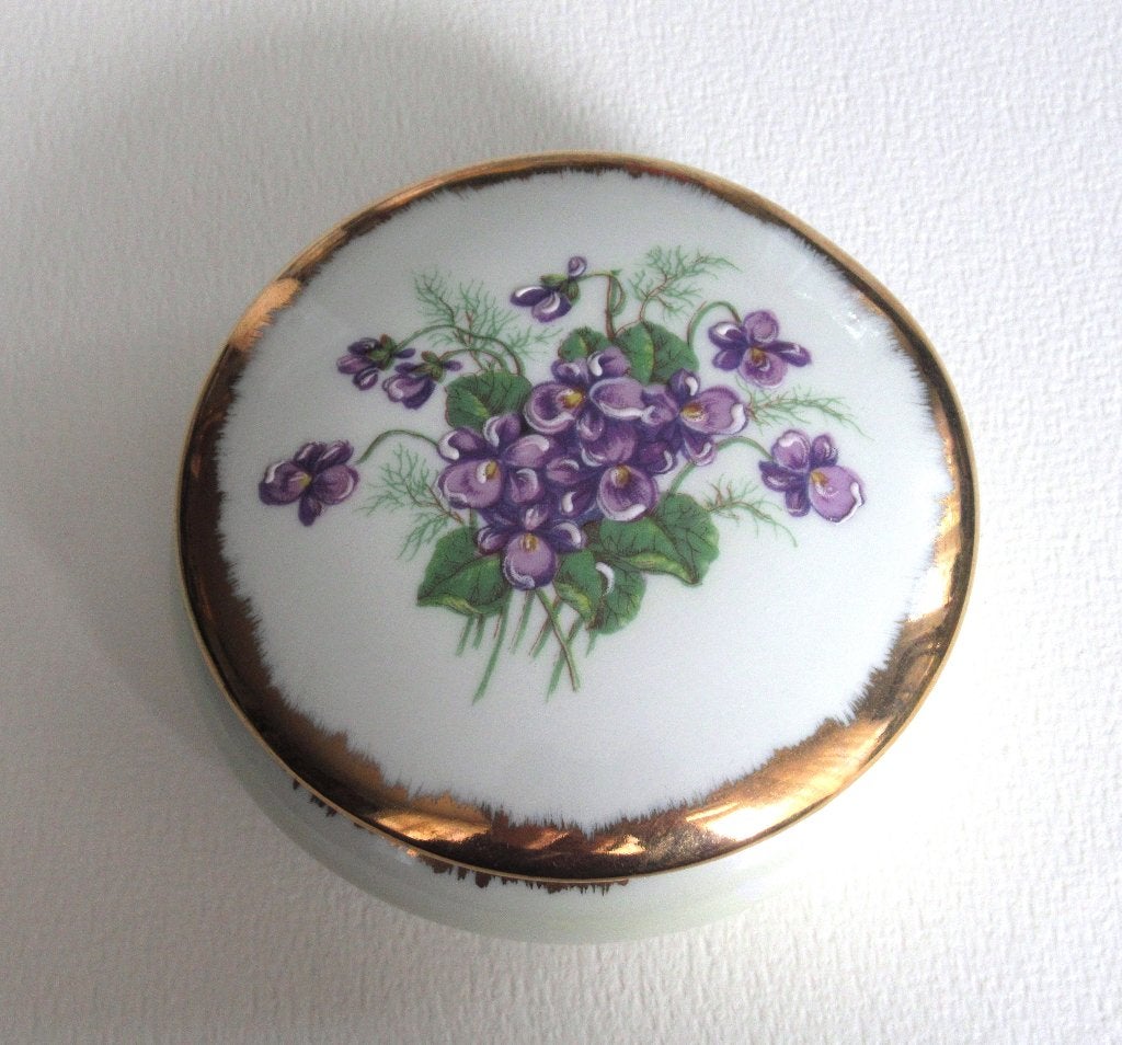 Vintage Limoges France porseleinen doosje met bloemen., Ophalen of Verzenden
