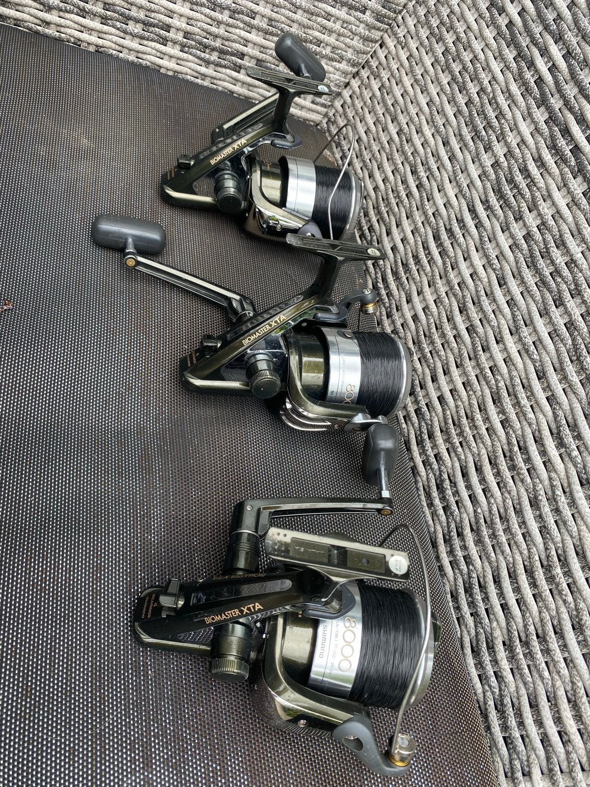 Set van 3 Shimano Biomaster XTA 8000 vismolens, Ophalen, Gebruikt, Molen
