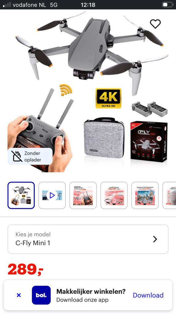 C-Fly Mini 1 Drone met 4K Camera en 3km Bereik, 30 tot 45 minuten, Cameradrone, Overige merken, Nieuw
