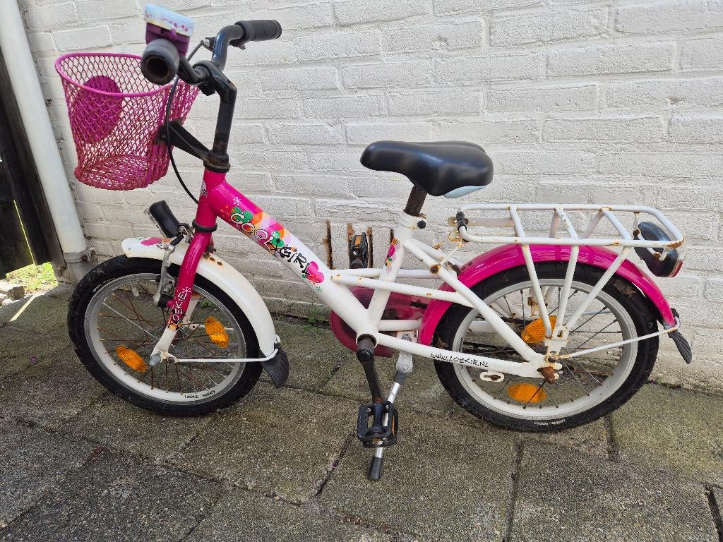 Loekie Kinderfiets – Roze/Wit – Speelfiets – 5 euro, Fietsen en Brommers, Fietsen | Kinderfietsjes, Ophalen, Terugtraprem, Zijwieltjes