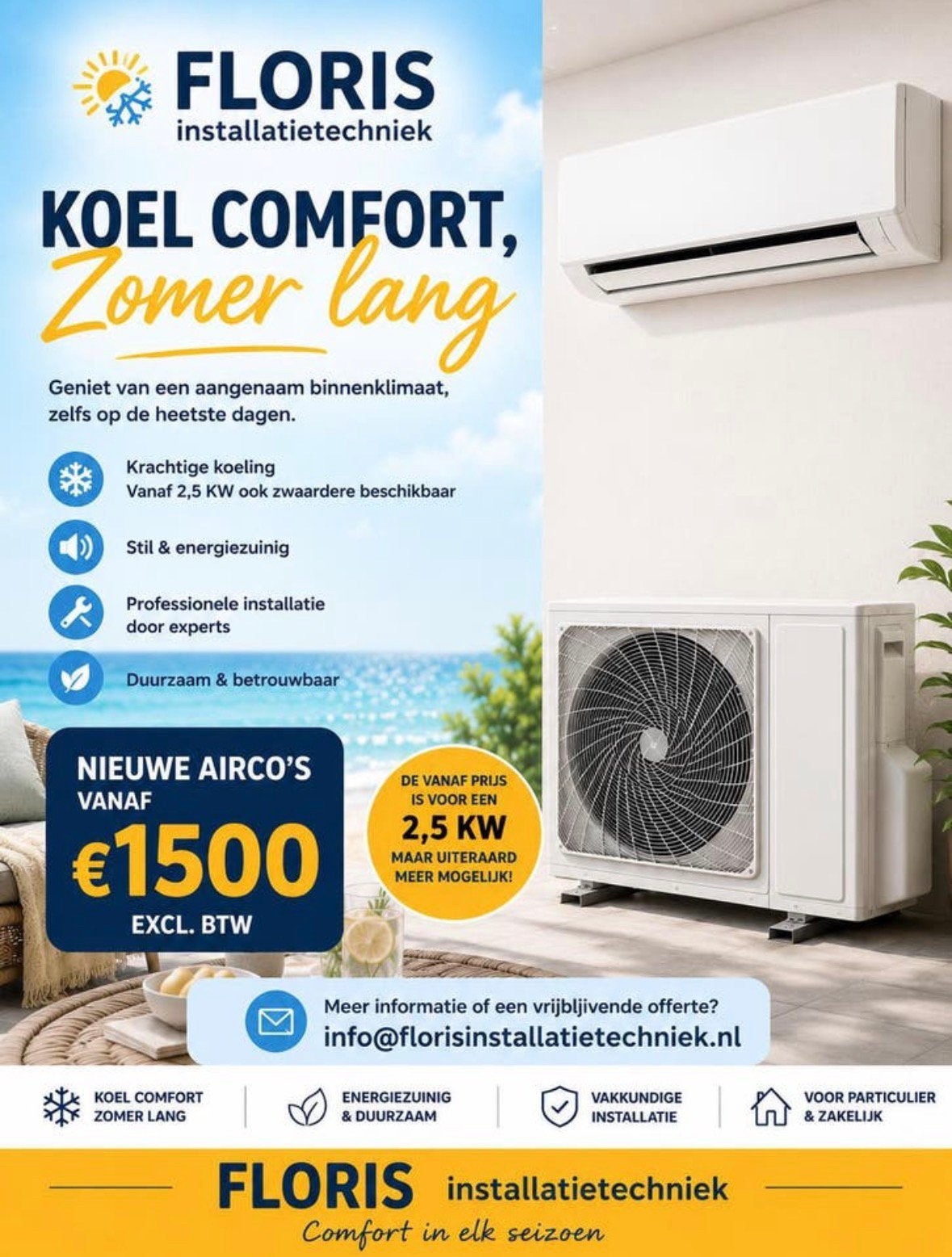 AIRCO AANBIEDING, Witgoed en Apparatuur, Airco's, Ophalen, Nieuw, 3 snelheden of meer, Wandairco