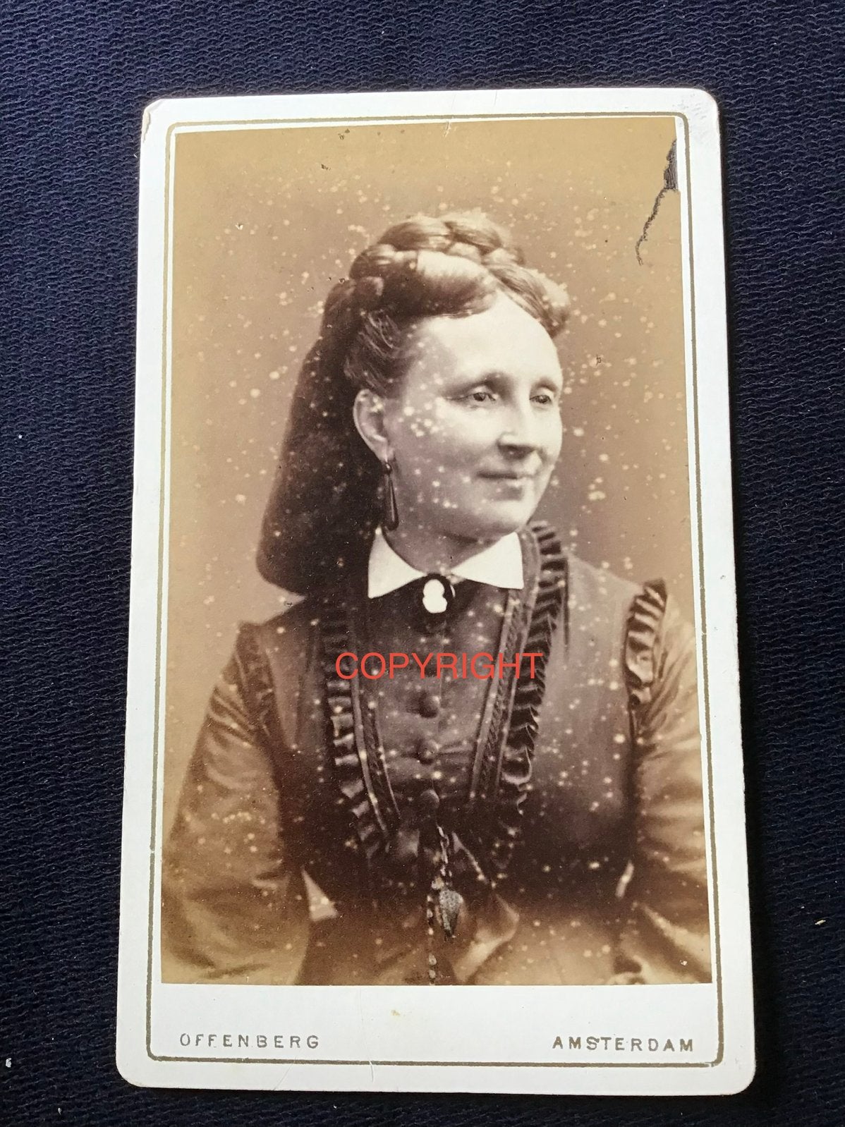 CDV, Dame, OFFENBERG, AMSTERDAM, Carte de Visite 4, Ophalen of Verzenden, Voor 1940, Gebruikt, Foto