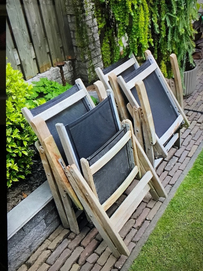teak houten tuinstel in goede staat, Tuin en Terras, Ophalen, 4 zitplaatsen, Gebruikt, Teakhout