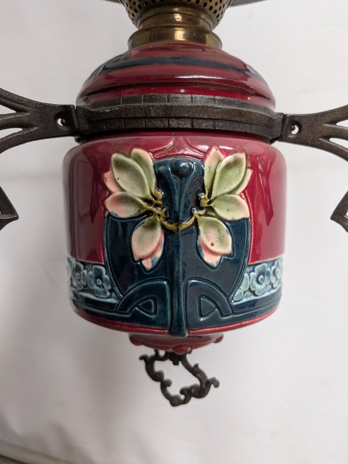 Antieke Jugendstil Petroleumhanglamp ca. 1900 – Art Nouveau, Antiek en Kunst, Ophalen of Verzenden