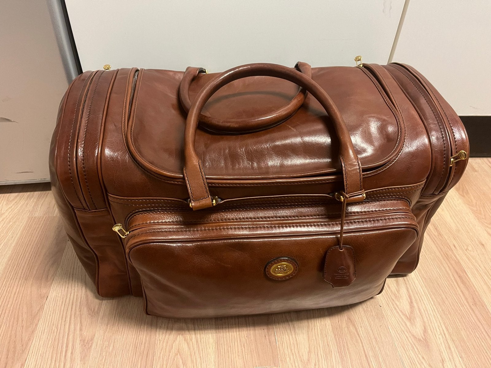 The Bridge Leren Reistas met Zijvakken - Bruin, Sieraden, Tassen en Uiterlijk, Tassen | Reistassen en Weekendtassen, 20 tot 30 cm