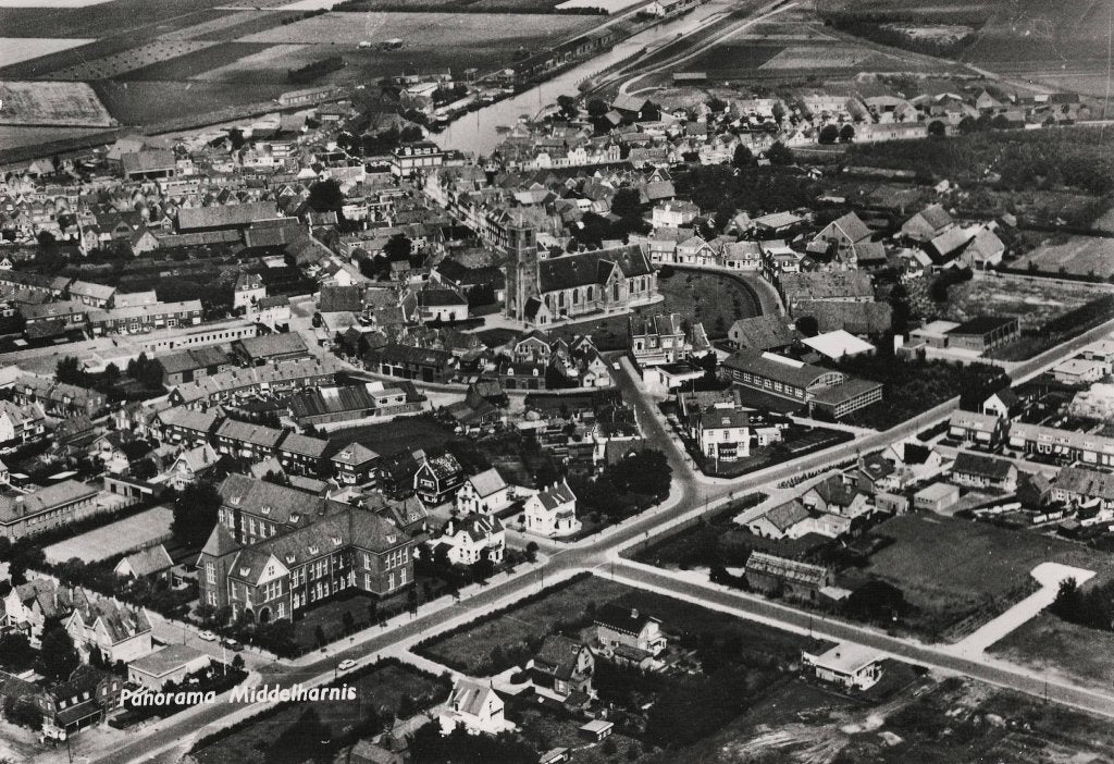 Middelharnis – Luchtfoto., Verzamelen, Ophalen of Verzenden, 1960 tot 1980, Ongelopen, Zuid-Holland