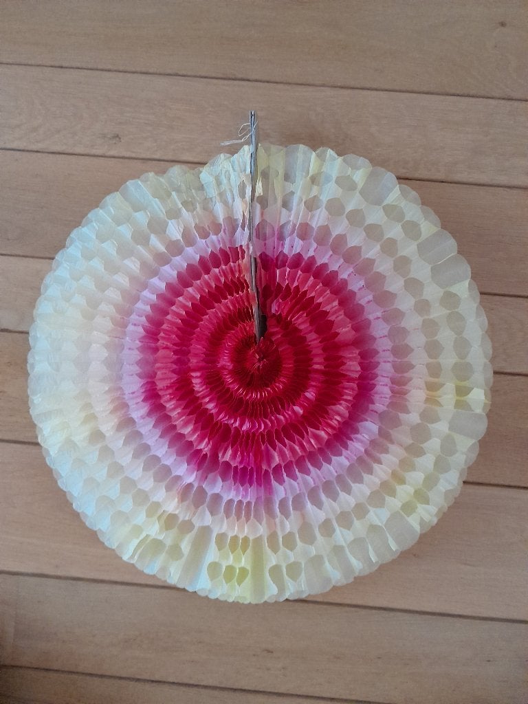 paper fan feestversiering , diameter 50 cm, Ophalen of Verzenden, Zo goed als nieuw, Verjaardag