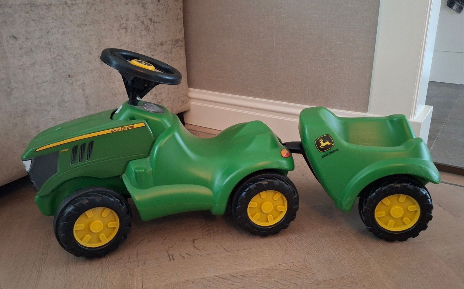 John Deere loopauto met aanhanger, Ophalen of Verzenden, Zo goed als nieuw