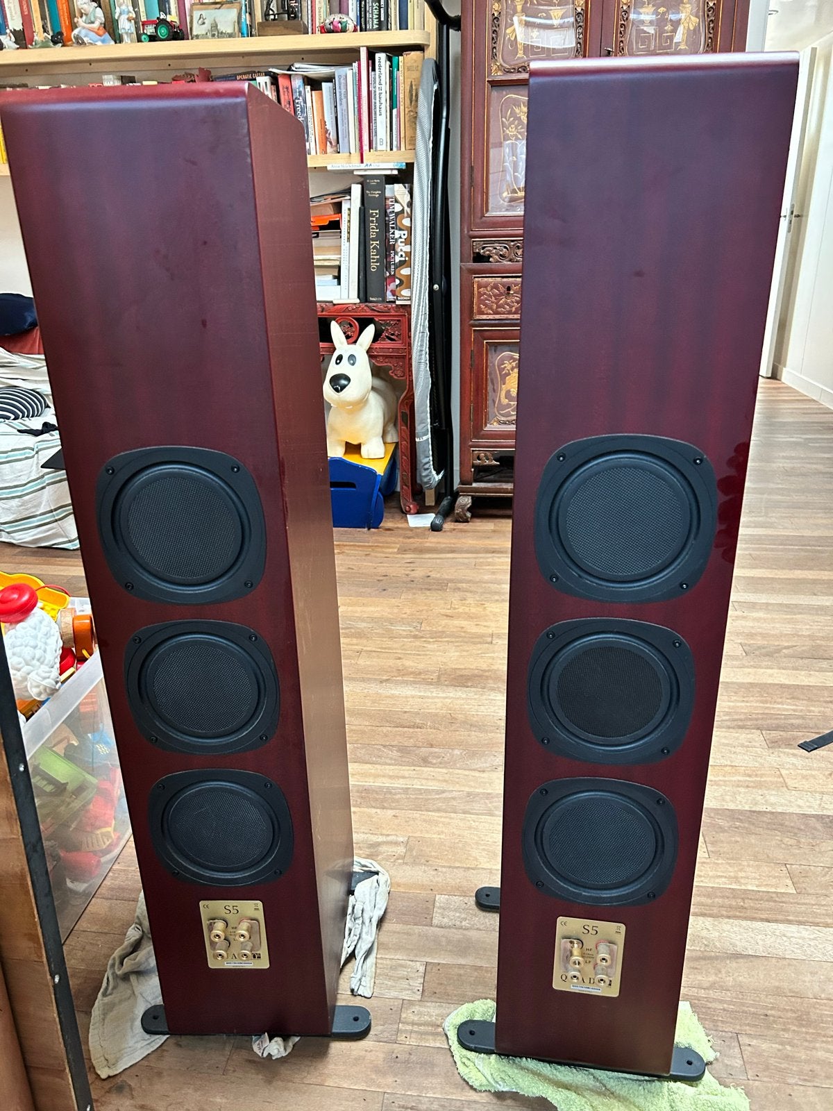 Quad S5 Vloerstaande Luidsprekers, Vloerstaande luidspreker, Gebruikt, 120 tot 150 watt, Geschikt voor surround/home cinema
