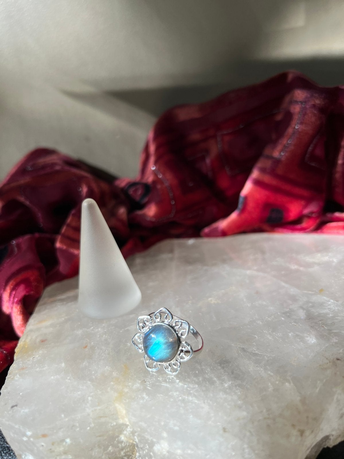 Labradoriet bloem beschermt magie intuïtie maat 20 SALE TIP, Sieraden, Tassen en Uiterlijk, Ringen, 20 of groter, Blauw, Magnolia11