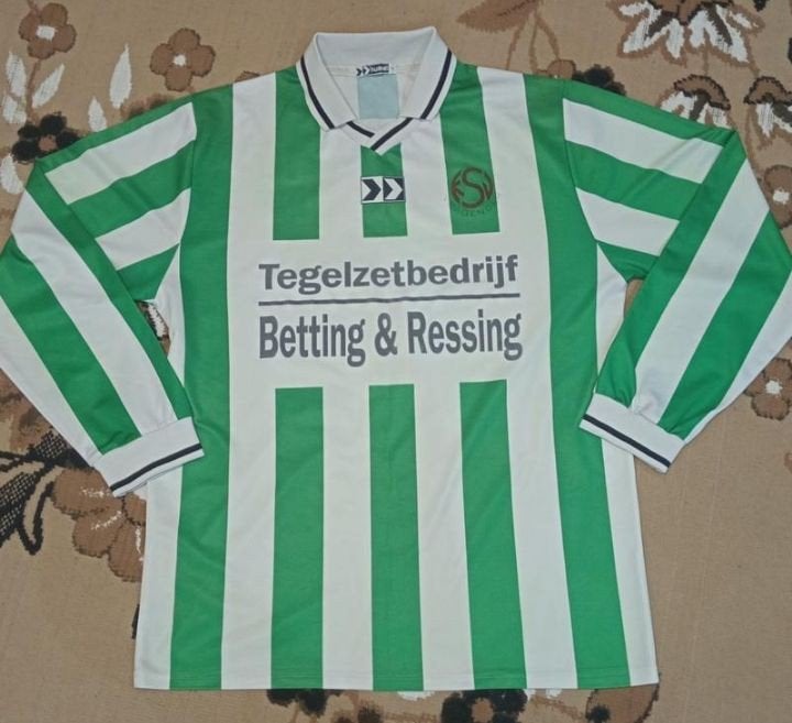 Vintage Hummel voetbalshirt KSV Vragender- Groen/Wit gestree, Ophalen of Verzenden