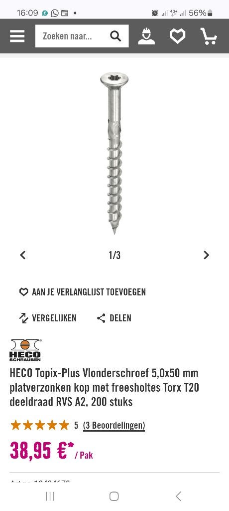 Heco topic plus vlonderschroeven, 50 tot 100 mm, Schroeven, Nieuw, Ophalen of Verzenden