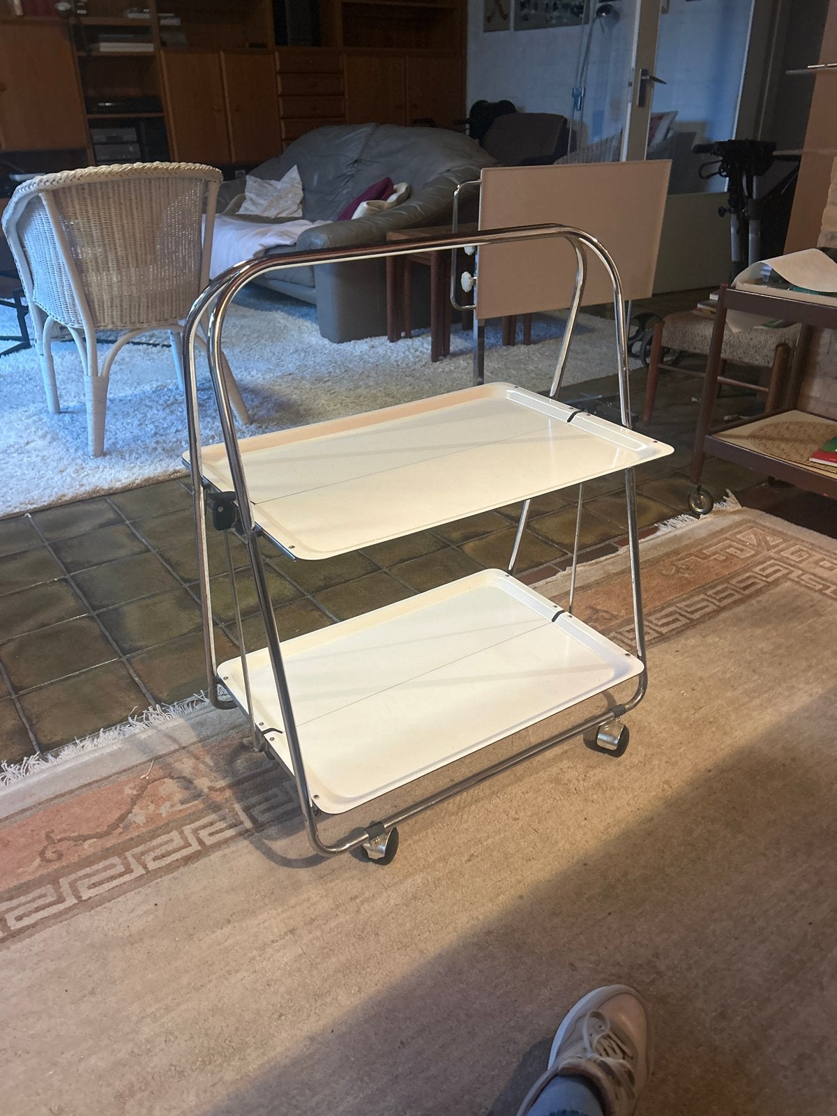 Verrijdbare multifunctionele bijzettafel/serveerwagen, Ophalen, Gebruikt, Metaal of Aluminium, 55 tot 75 cm