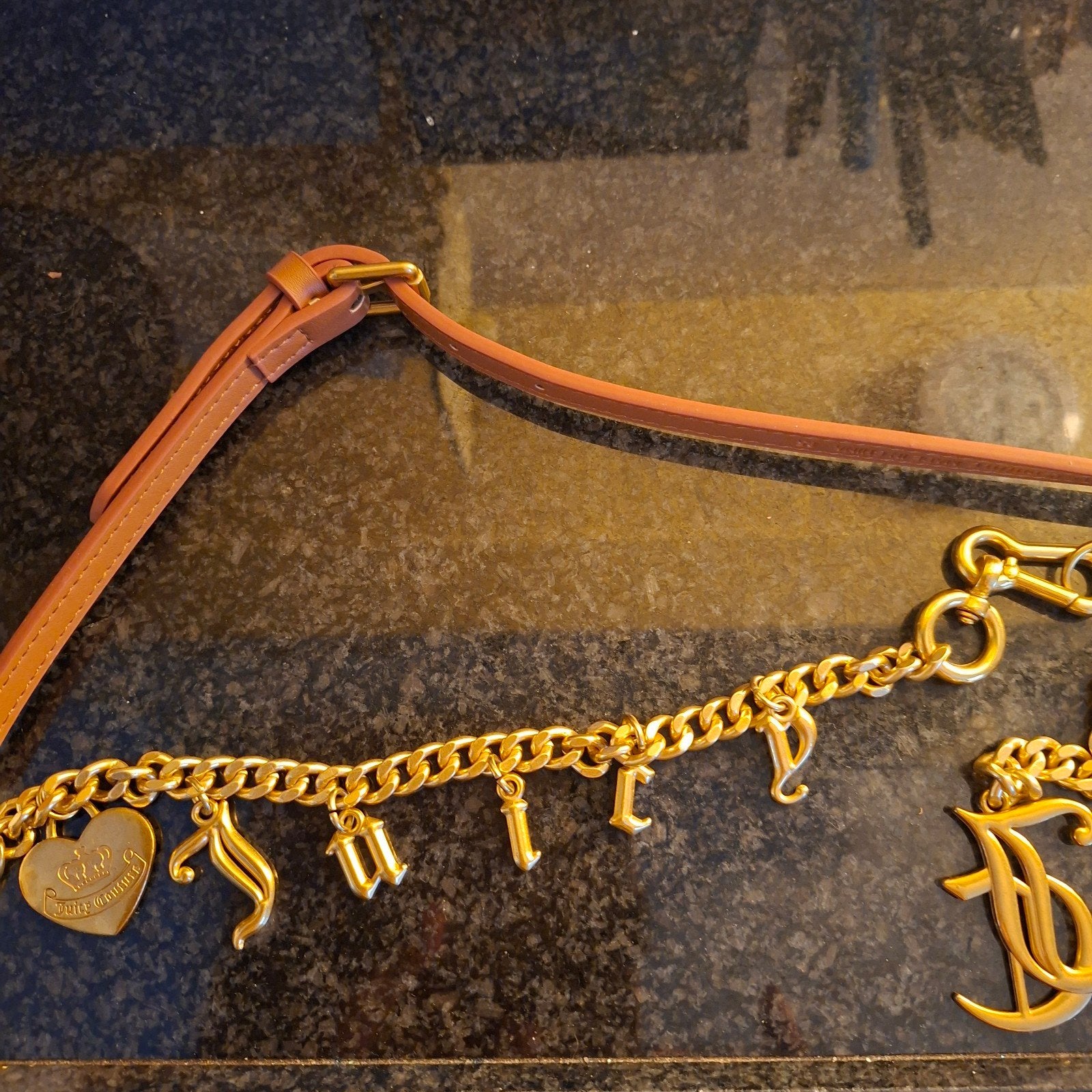 riem, ketting met letters Juicy Couture, Kleding | Dames, 80 tot 90 cm, Zwart, Juicy Coutrure, Nieuw