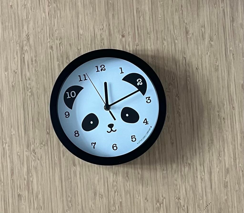 Panda klok kinderkamer, Ophalen, Zo goed als nieuw, Analoog, Wandklok