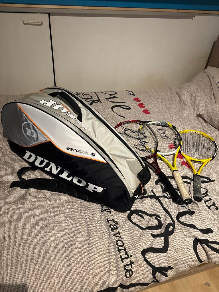 Dunlop Tennistas met 3 tennisrackets, Ophalen of Verzenden, Gebruikt, Tas, Dunlop