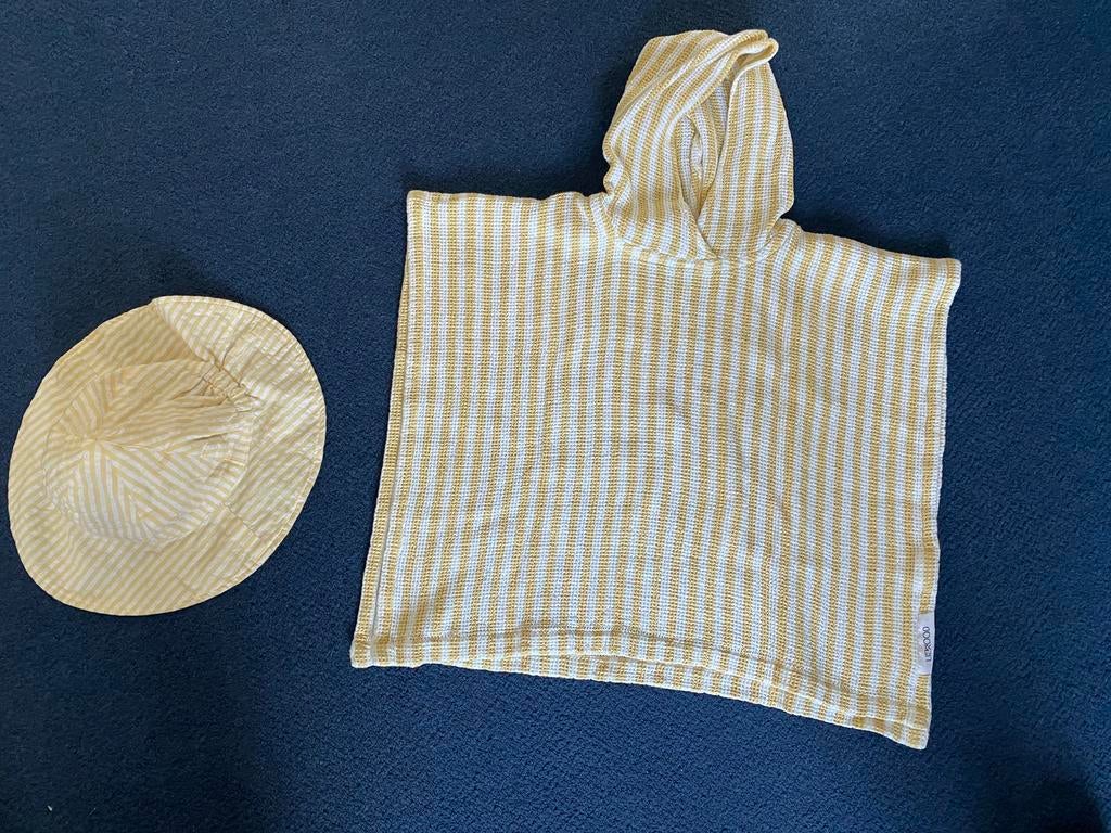 Badcape en Zonnehoedje Liewood. Geel/Wit., Ophalen of Verzenden, Gebruikt