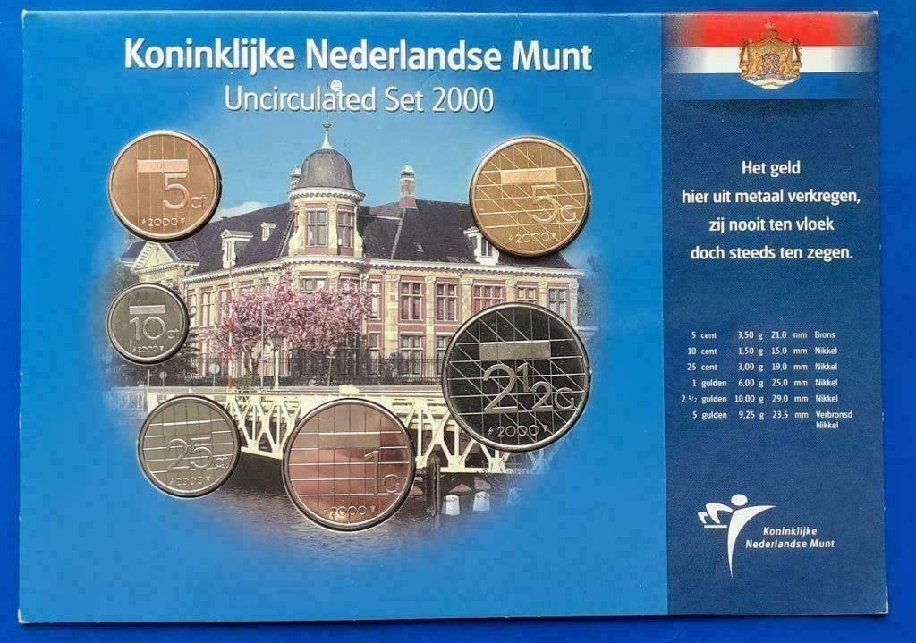 Jaarset Nederland guldenmunten 2000 UNC, Verzenden, Koningin Beatrix, Overige waardes, Setje