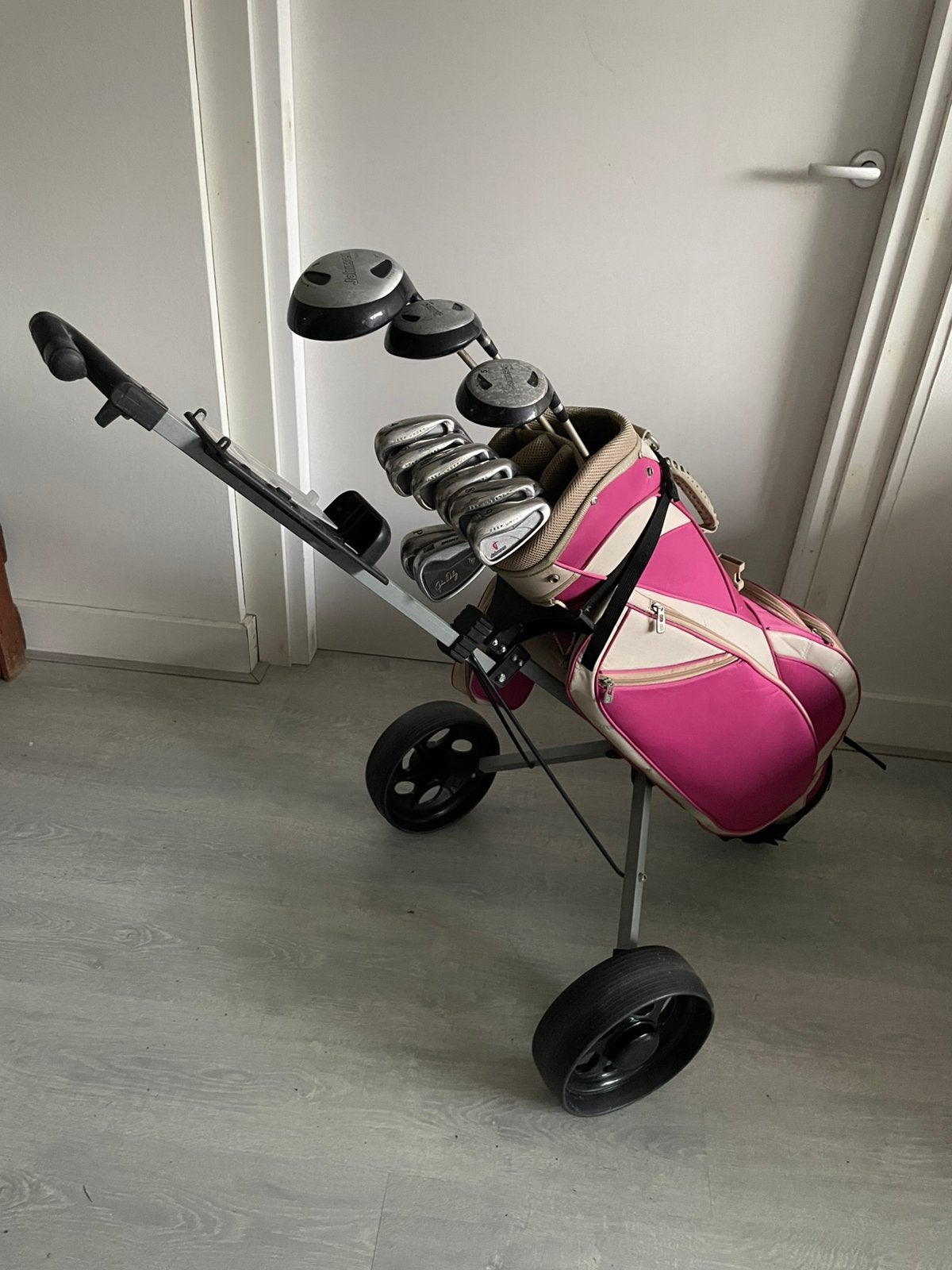 Mooie Dames GOLFSET met tas en trolley, rechtshandig, Ophalen, Zo goed als nieuw, Set