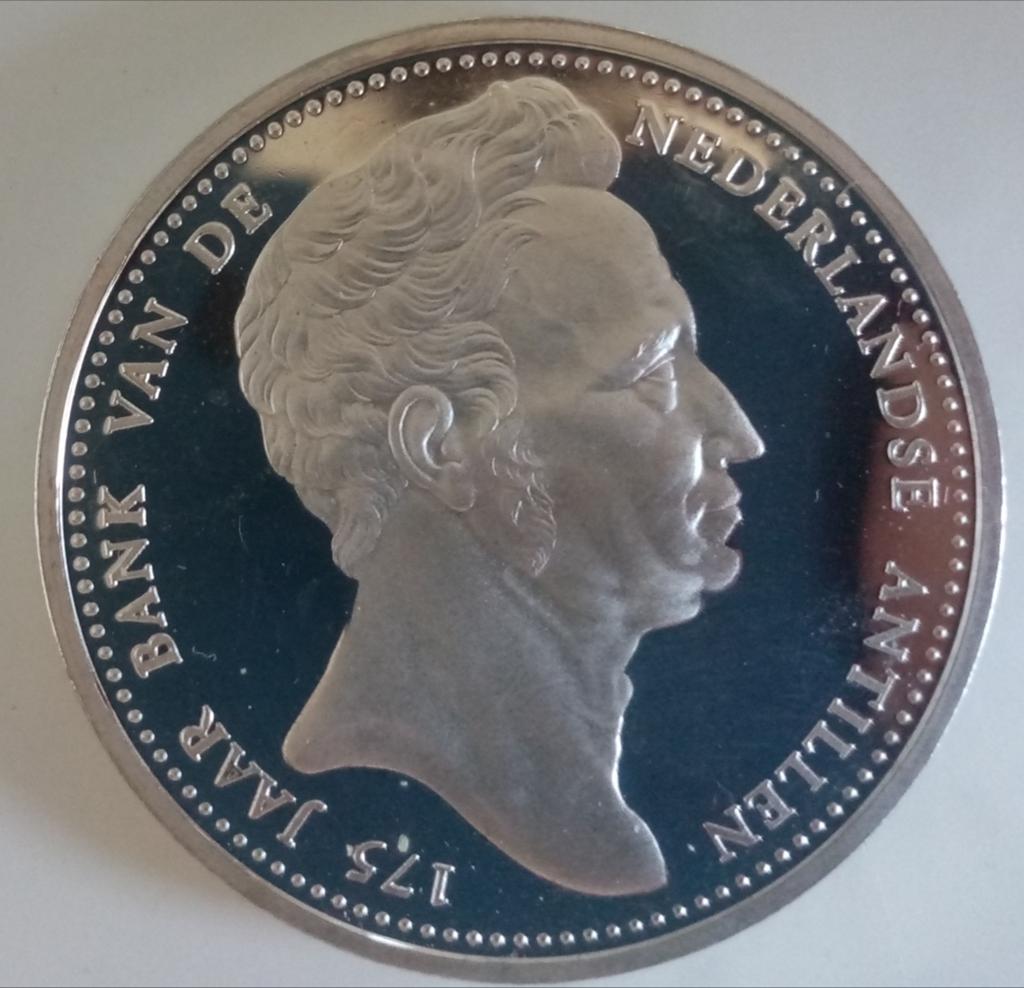 25 gulden Nederlandse Antillen 2003 portret Willem 1 zilver, Ophalen of Verzenden, Losse munt, Zilver