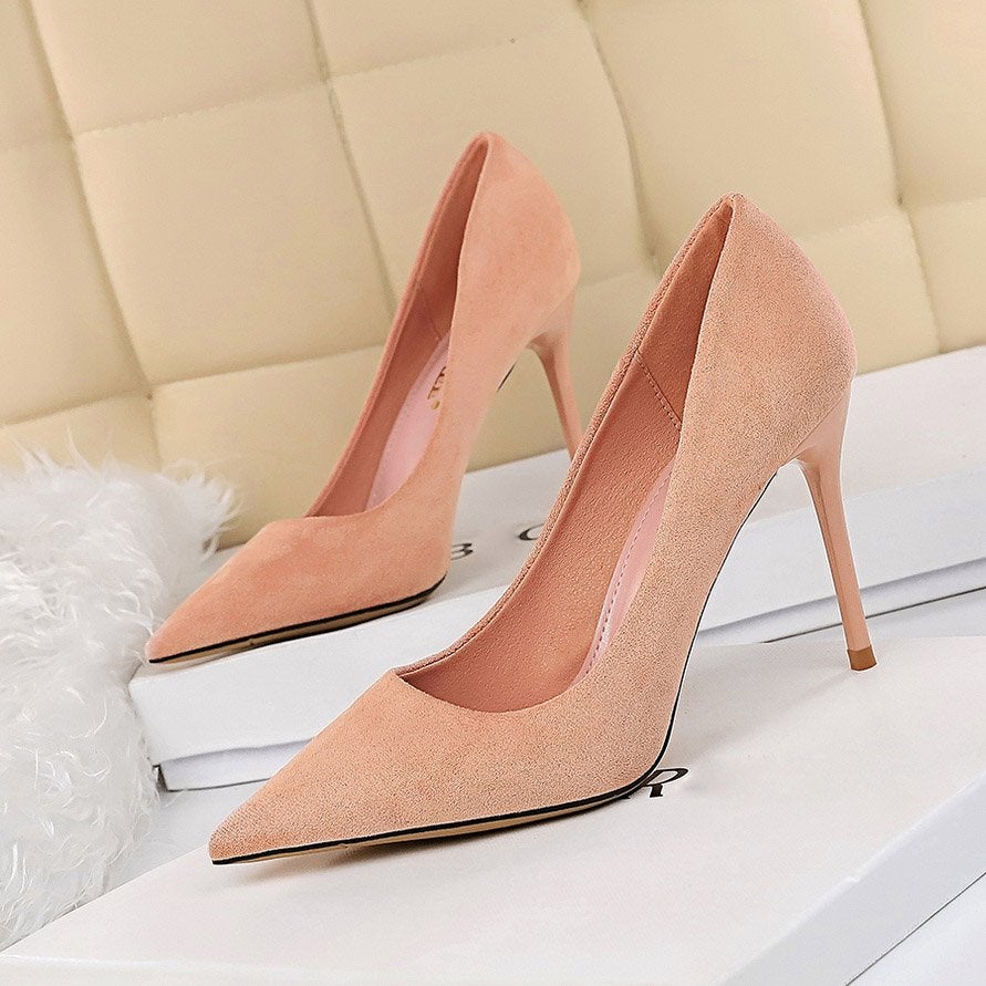 Roze kunst suede dames pumps / vrouwen hakken stiletto 9cm, Verzenden, Nieuw, Roze, Pumps